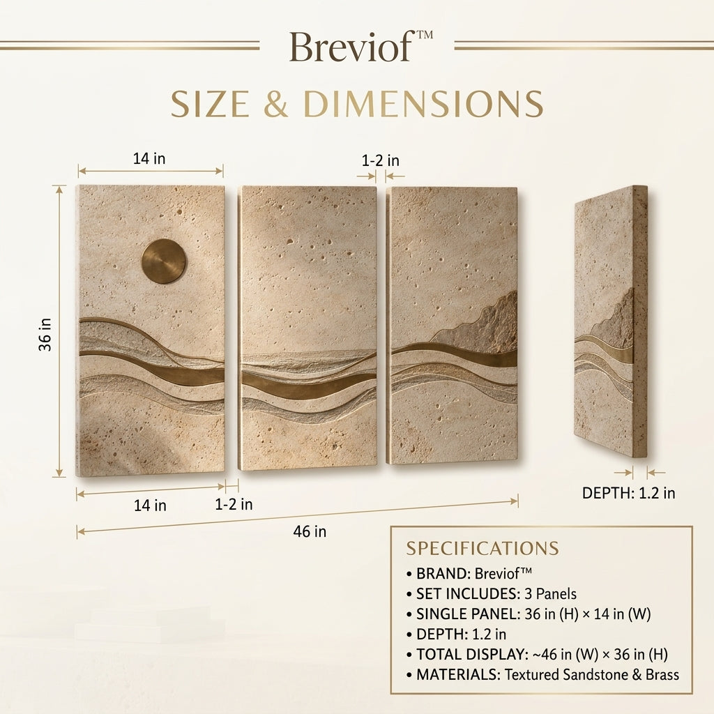 Breviof™ Golden Shore Triptych Wall Art — image 2